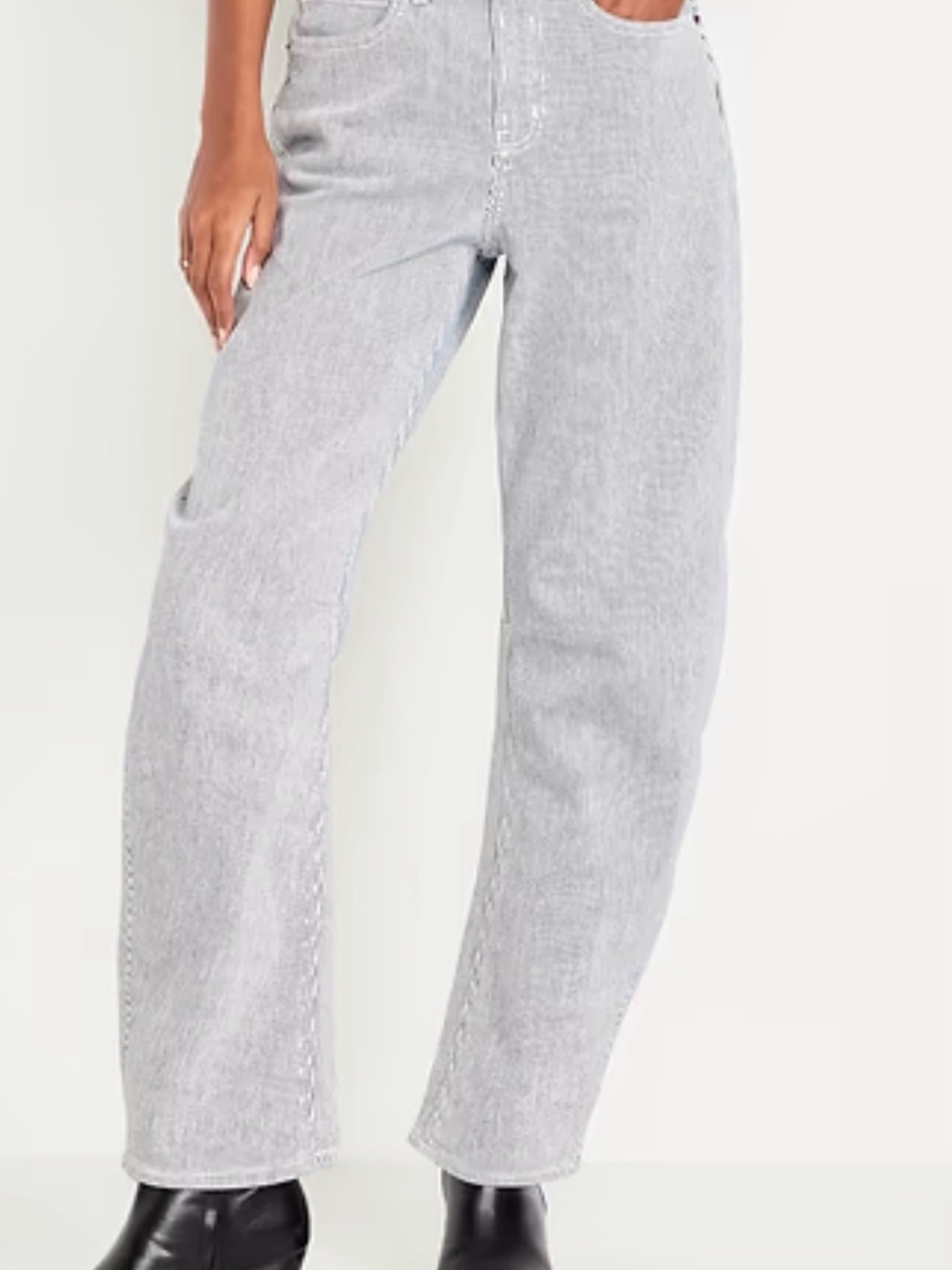 Old Navy Blue Pin Striped High-Rise Barrel Leg Jeans